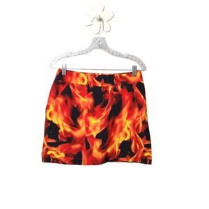 LOUDMOUTH Fire Flames Print Tennis Gold Skort Skirt